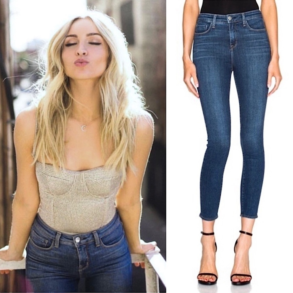 NEW L'AGENCE High Waist Dark Wash Stretch Denim Ankle Crop Margot Skinny Jean 26